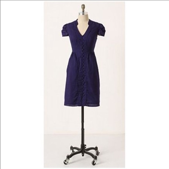 Anthro Maeve Pinstripe Button Down Cotton Button Down Dress w/Pockets - Picture 3 of 9
